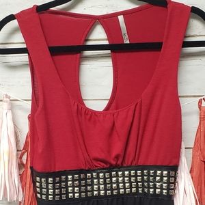Studded black and red top